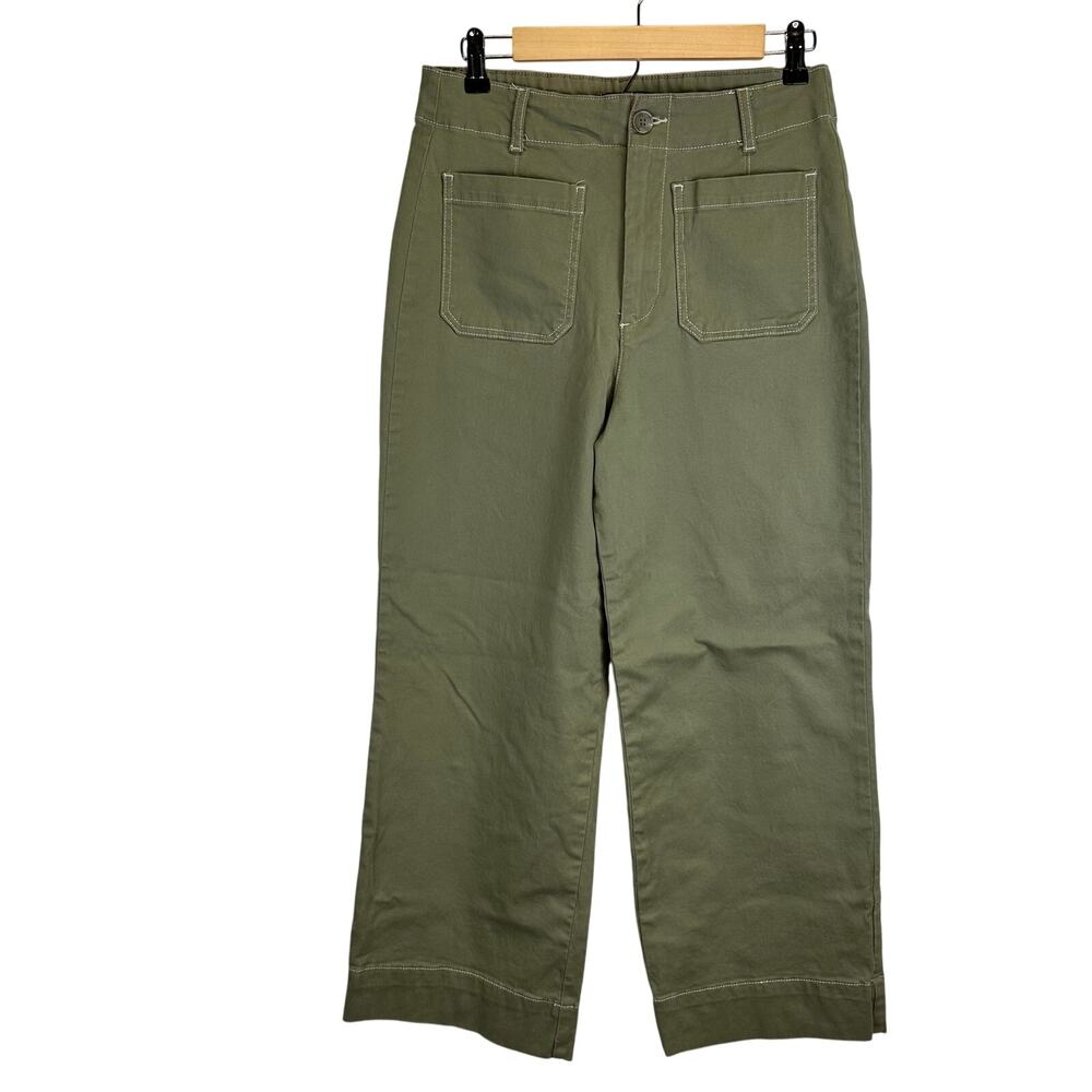 Bagatelle Green Ankle Cropped Wide Leg Relaxed Fit High Rise Pants Womens Size 8